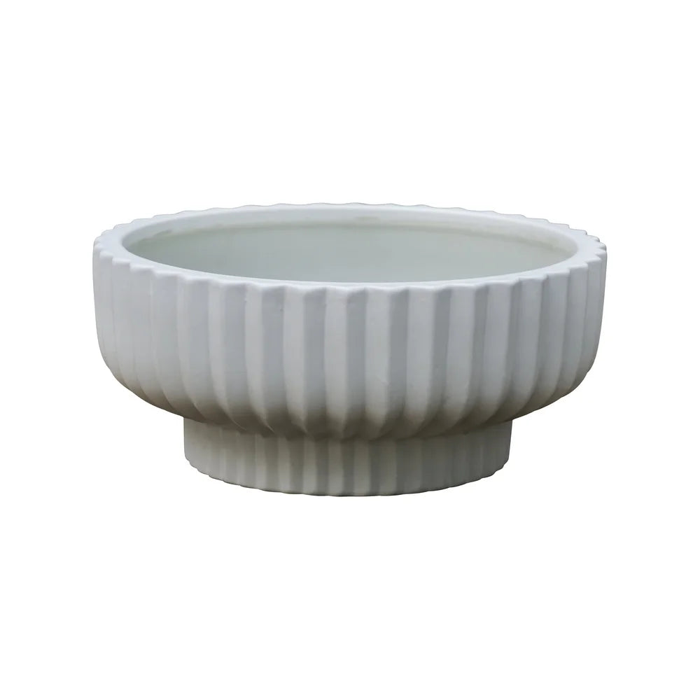 12" Round Ceramic Planter Set of 3 Weather Resistant Indoor Outdoor Plant Container with Drainage Holes Succulents Herbs Flowers