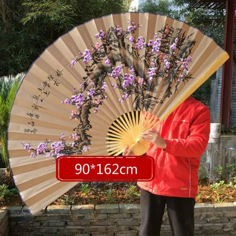 Large Decoration Fan Chinese Classical Wall Mount Paper Folding Fan Office Living Room Decorative Spring Festival Furnishings