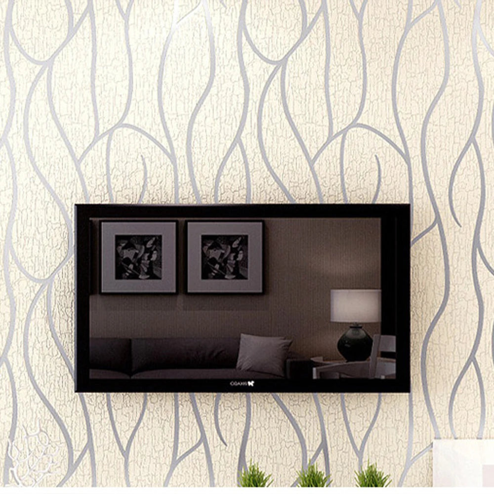 Room Decoration Wall Paper Minimalist Striped Curved Wallpaper European Non-woven Home Decoration Wallpaper