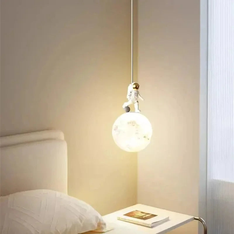 Bedside Pendant Lights Minimalist Modern TV Background Wall Light Lunar Astronaut Children's Room Light Bedroom Small Lamp Decor