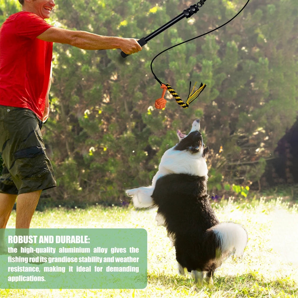 Extendable Flirt Pole Interactive Dog Toy Chase, Drag, Chew for Exercise Entertainment