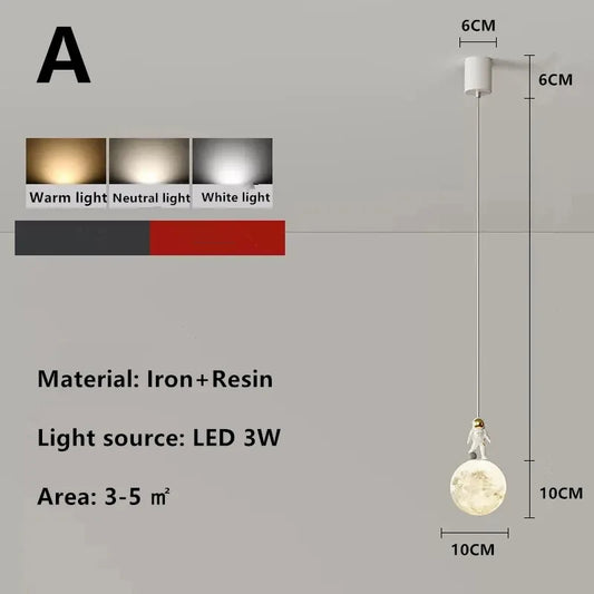Bedside Pendant Lights Minimalist Modern TV Background Wall Light Lunar Astronaut Children's Room Light Bedroom Small Lamp Decor
