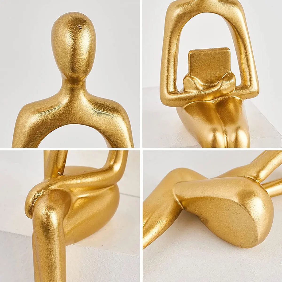 3pcs Abstract Figures Resin Statue Gold Thinker Sculpture