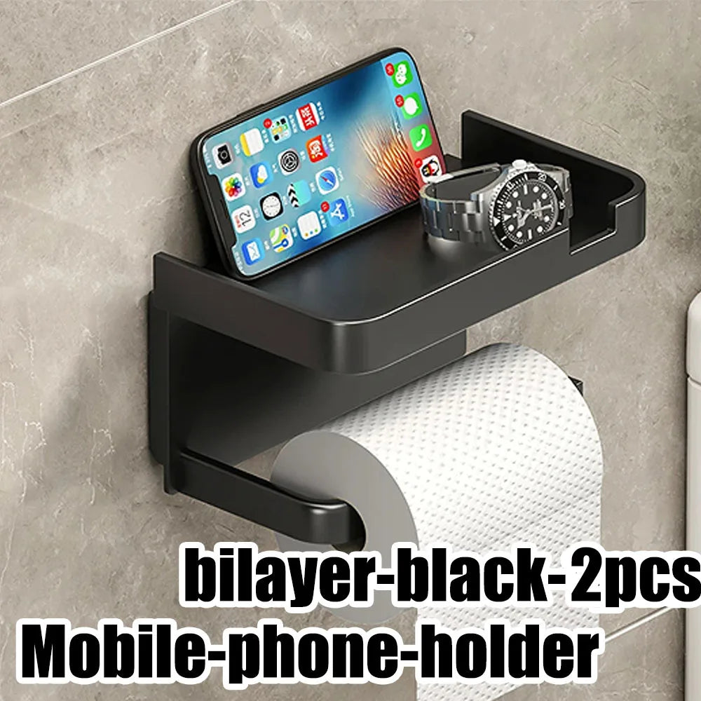 Tissue Hanger Toilet Paper Roll Holder Bathroom Accessories Storage Rack No Punching Paper Ttowel Storage Rrack Wall Mounted