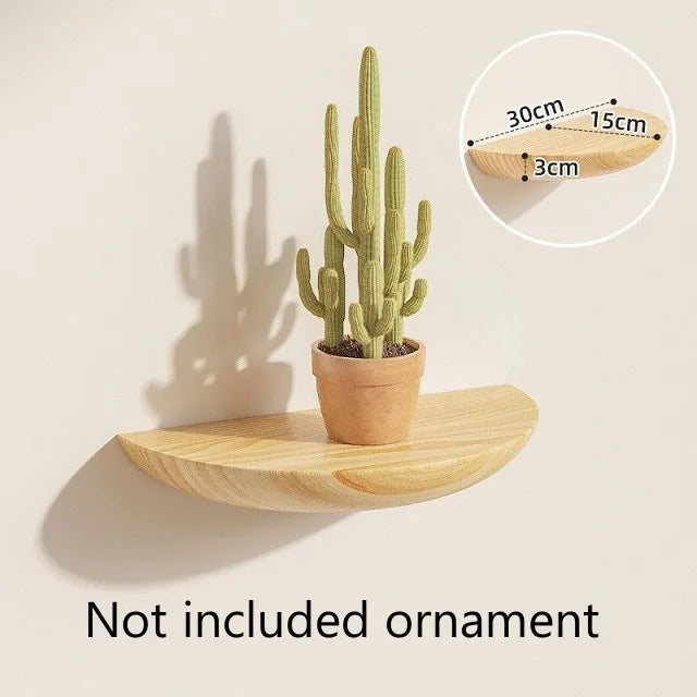 Solid Wood Partition Wall Rack Shelf Perforated Semicircular Decor Wall-Mounted Living Room Background Floating Projector Rack
