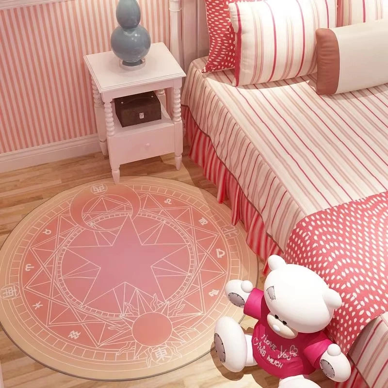 Bedroom decor pink Magic Star Array carpet Living Room balcony non-slip floormats Cartoon circular bedside area carpets rugs