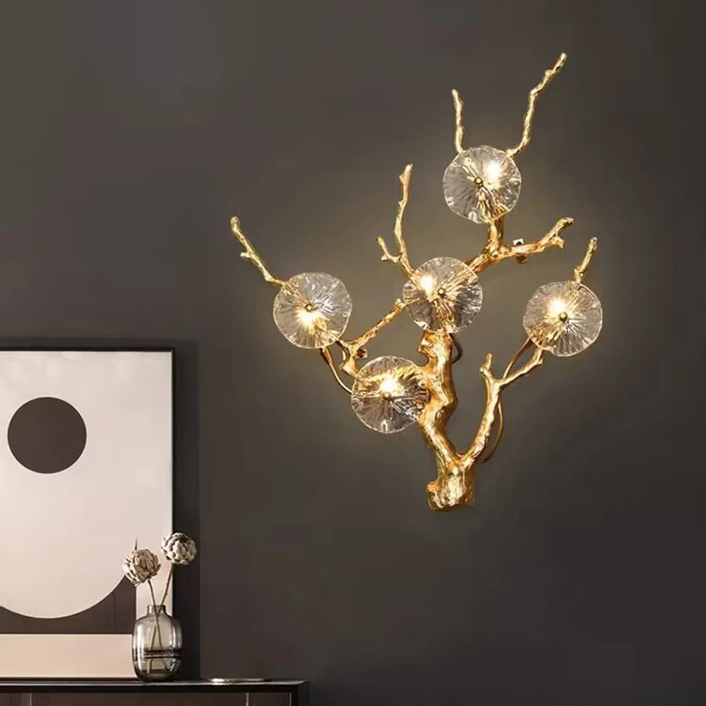 Branch Design Copper Wall Lights For Living Room Black Gold Applique Murale Bedside Lamp