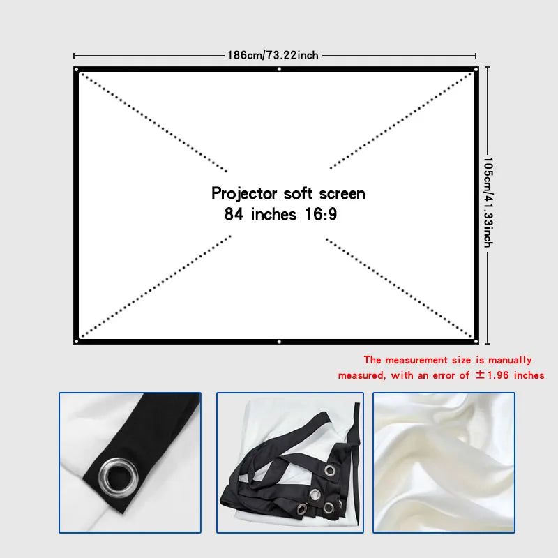 Soft white curtain projection screen cloth direct projection living room curtain can be folded during the day simple home office