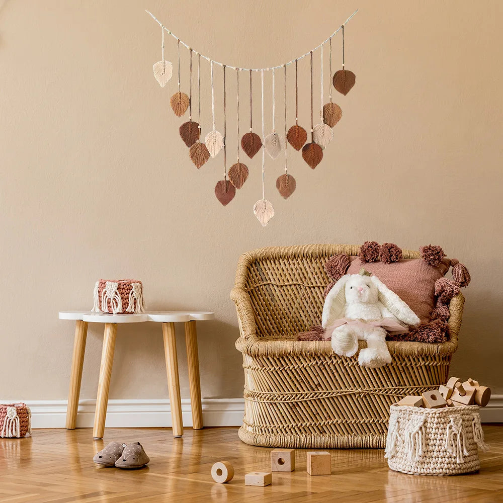 Boho Home Decoration, Macrame Tapestry, Macrame Leaf Feather Wall Hanging