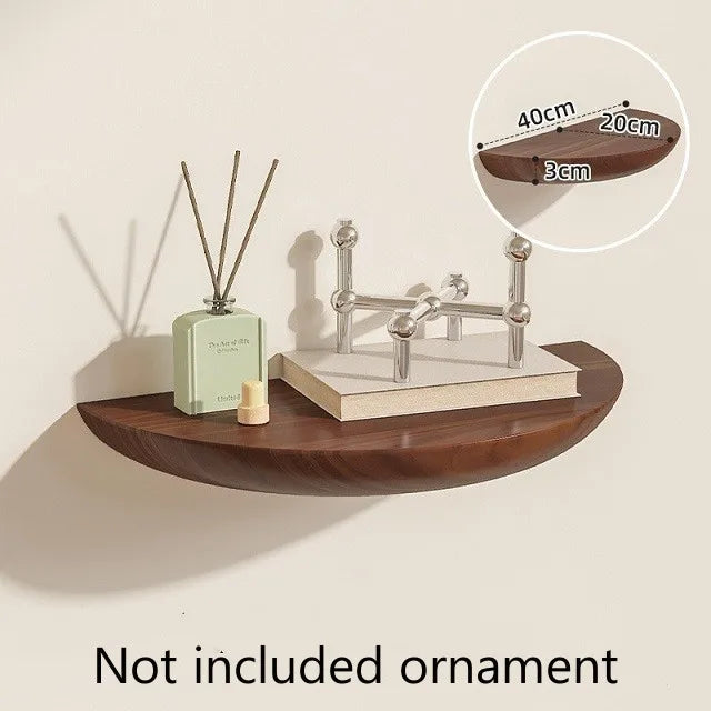 Solid Wood Partition Wall Rack Shelf Perforated Semicircular Decor Wall-Mounted Living Room Background Floating Projector Rack