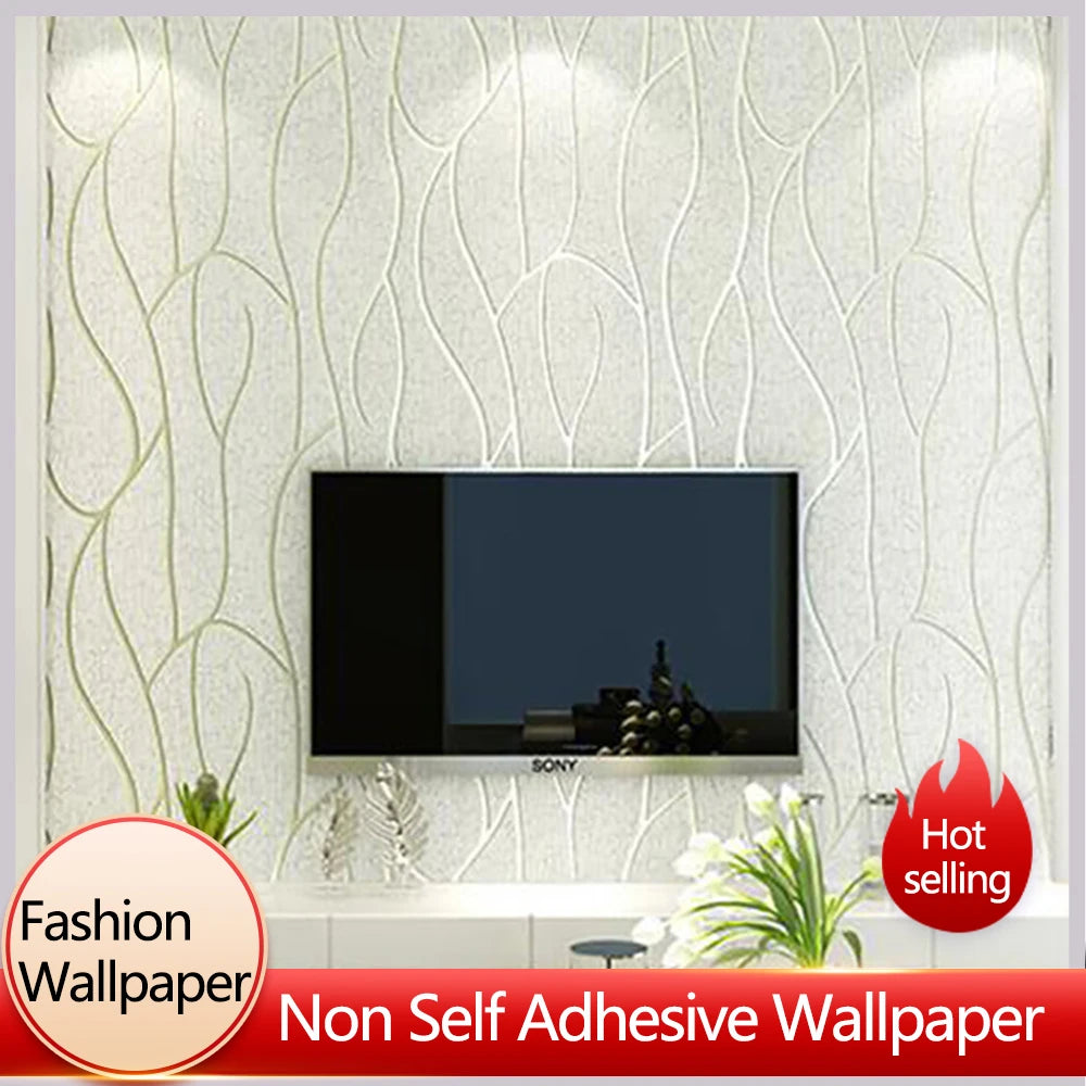 Room Decoration Wall Paper Minimalist Striped Curved Wallpaper European Non-woven Home Decoration Wallpaper
