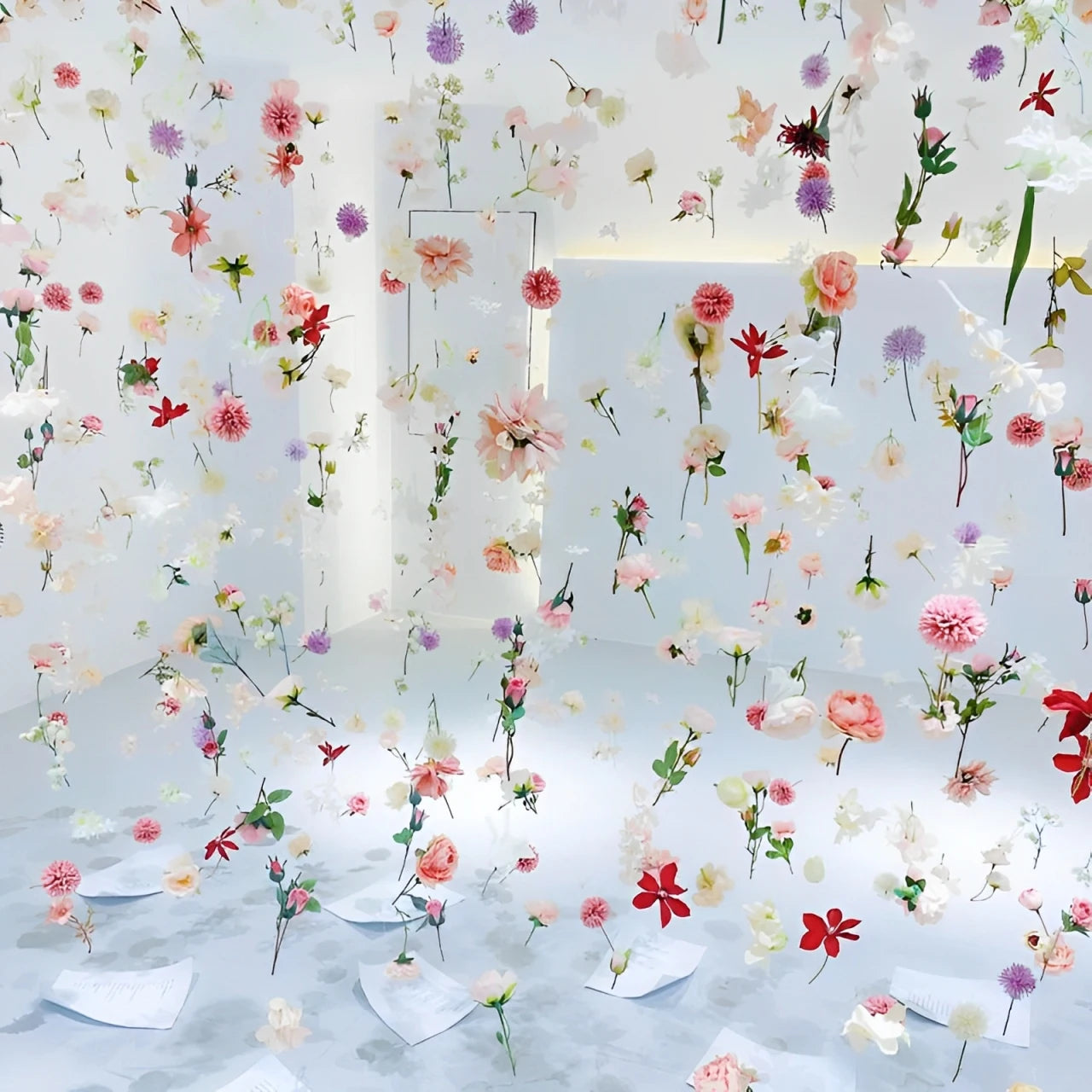 Aqumotic Flower Partition Room Dividers Hanging Curtain Wire DIY Random Plants 50/100pcs Divider for Room Separation