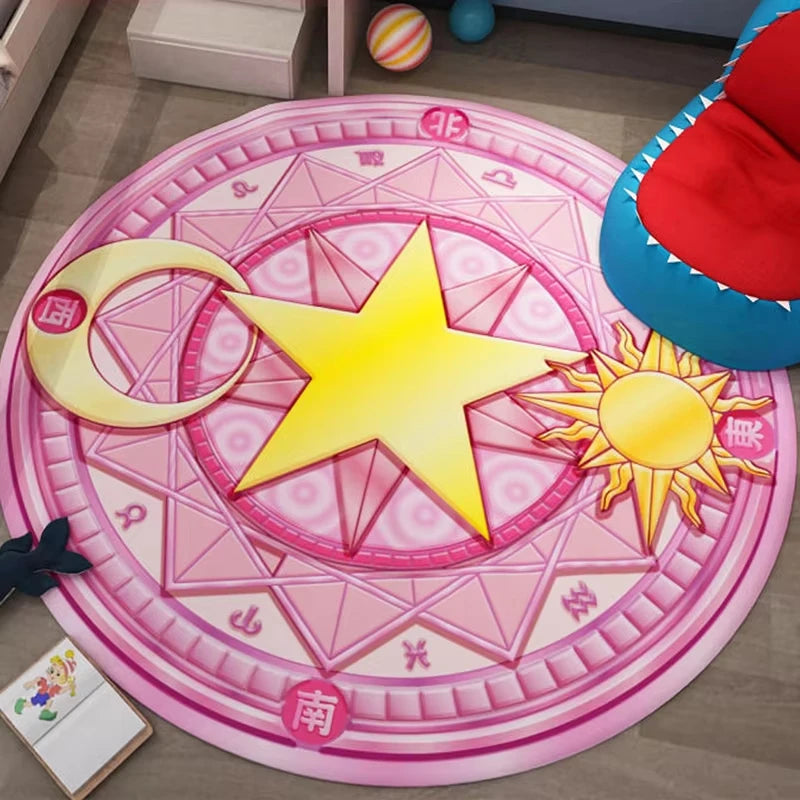 Bedroom decor pink Magic Star Array carpet Living Room balcony non-slip floormats Cartoon circular bedside area carpets rugs