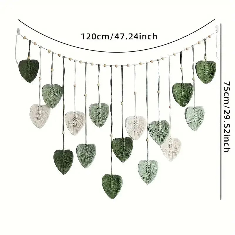 Boho Home Decoration, Macrame Tapestry, Macrame Leaf Feather Wall Hanging