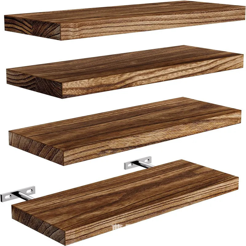 Balcony wall suspended wooden shelving partition Bathroom living room plank wall hanging shelving