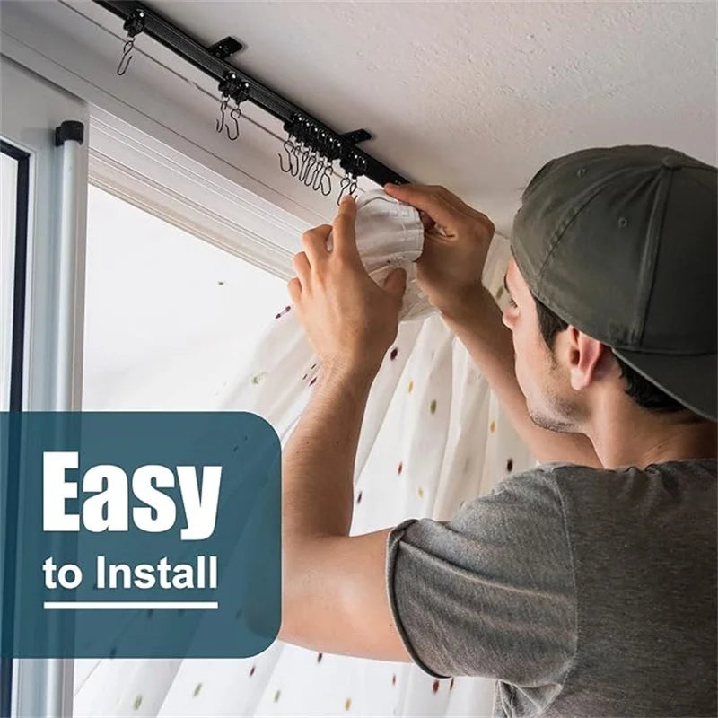 Flexible Bendable Curtain Track Ceiling Wall Mount Black Curved Heavy Duty RV Sliding Curtain Rail System Room Divider