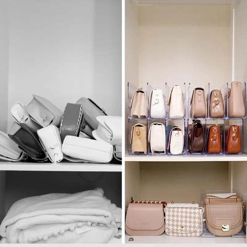 Ladies Handbag Display Racks Wardrobe Divider Luxury Bag Storage Rack Transparent Acrylic Purse Bookshelf Divider Organizer