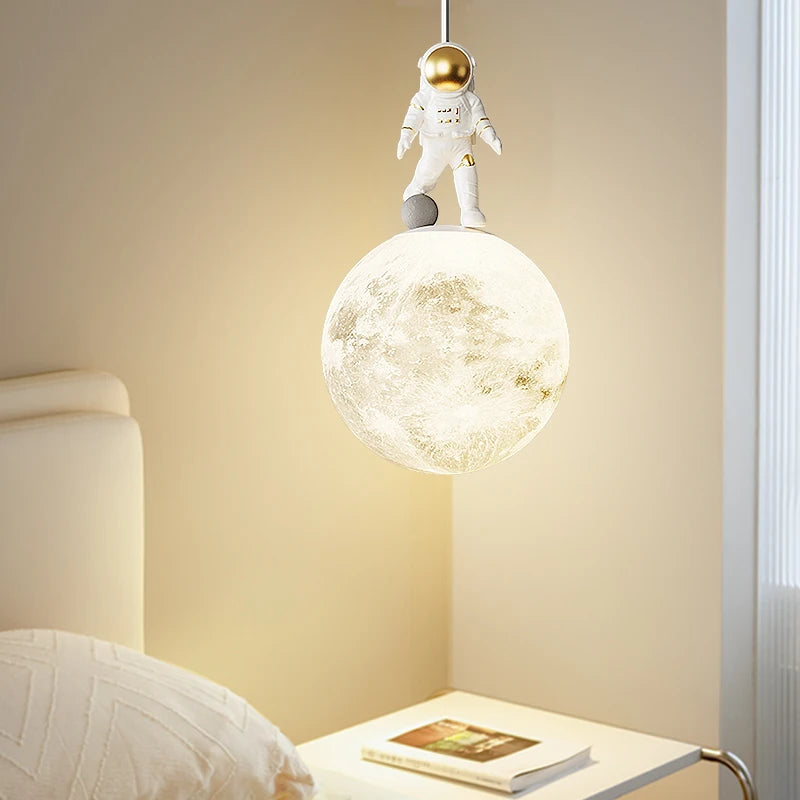 Bedside Pendant Lights Minimalist Modern TV Background Wall Light Lunar Astronaut Children's Room Light Bedroom Small Lamp Decor