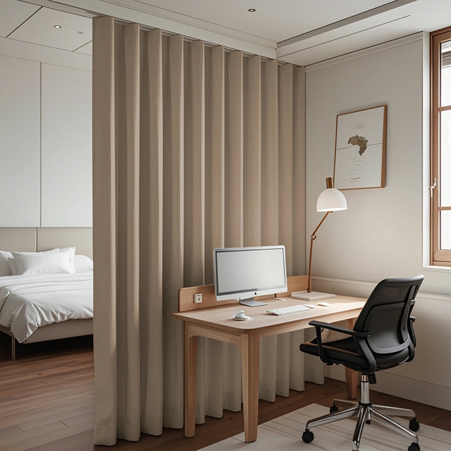 Extra Large Room Dividers Blackout Curtain Track Ceiling Mount Ceiling Track Privacy Partition Separator for Living Room Bedroom