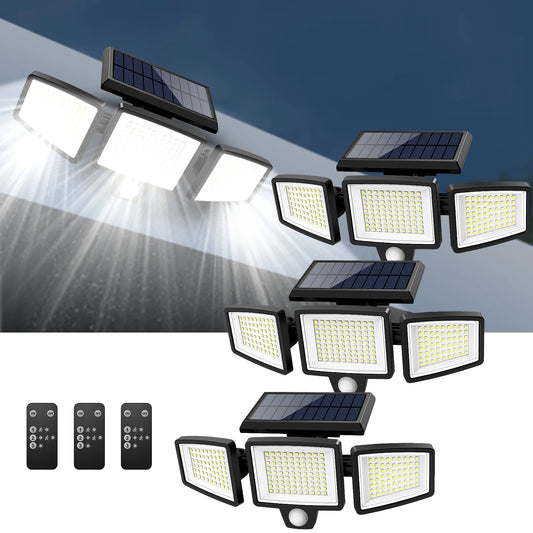 Waterproof Triple Head Outdoor Solar Light (210LED 2500LM Motion Sensor Safety Light)