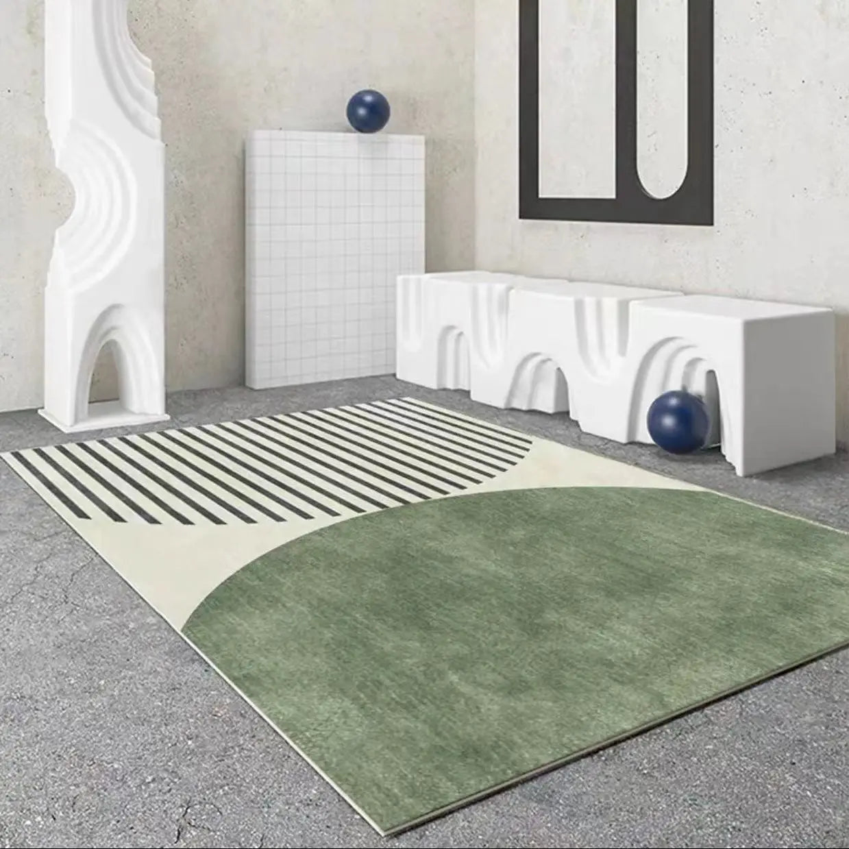 Green Nordic Style Carpet Simple Decor