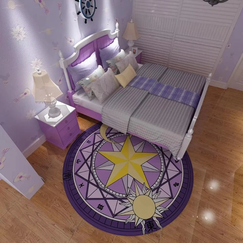 Bedroom decor pink Magic Star Array carpet Living Room balcony non-slip floormats Cartoon circular bedside area carpets rugs