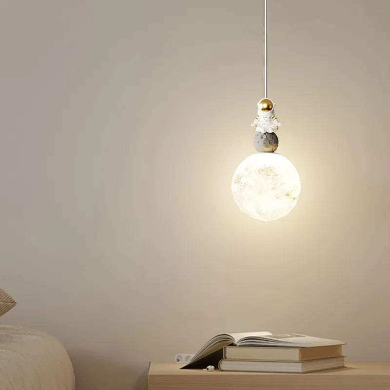 Bedside Pendant Lights Minimalist Modern TV Background Wall Light Lunar Astronaut Children's Room Light Bedroom Small Lamp Decor