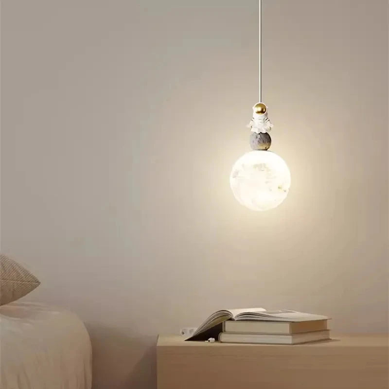 Bedside Pendant Lights Minimalist Modern TV Background Wall Light Lunar Astronaut Children's Room Light Bedroom Small Lamp Decor