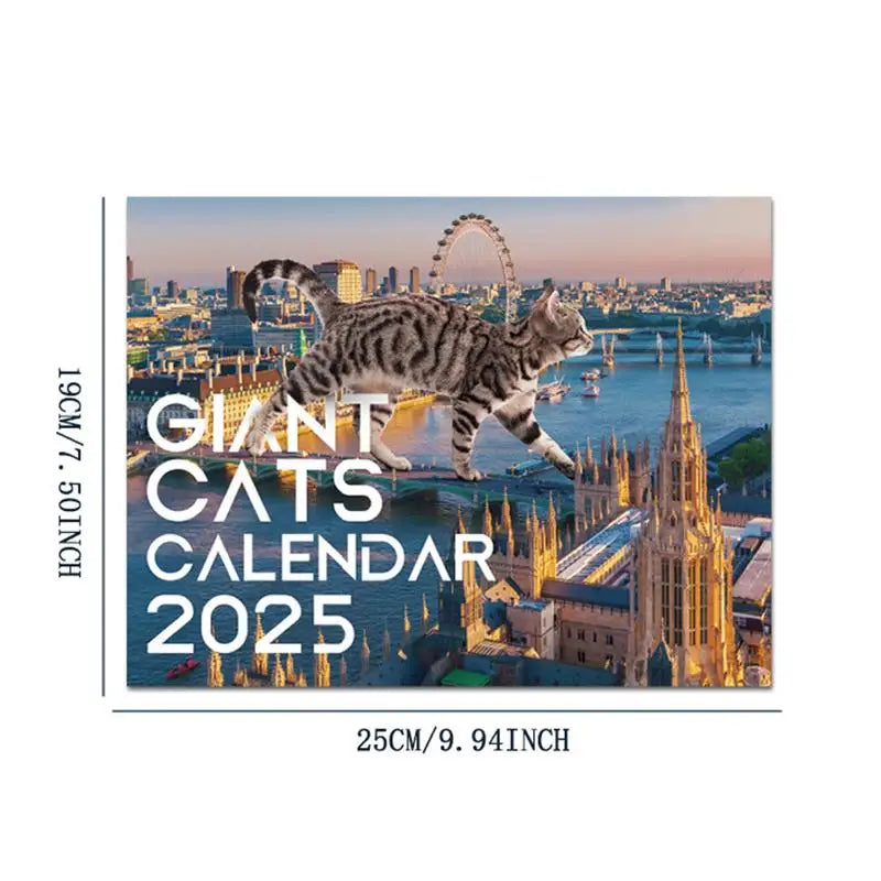 Fun Cats Wall Calendar 2025 Urban Big Cat Wall Calendar 12 Month Hangings Cats Rule the Earth Family Planner Vertical Monthly