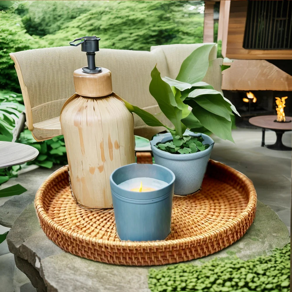 Circular Rattan Tray - natural hand-woven