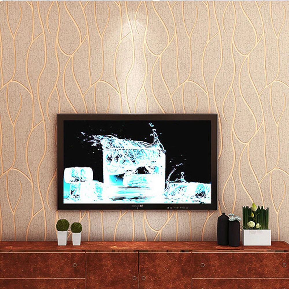 Room Decoration Wall Paper Minimalist Striped Curved Wallpaper European Non-woven Home Decoration Wallpaper