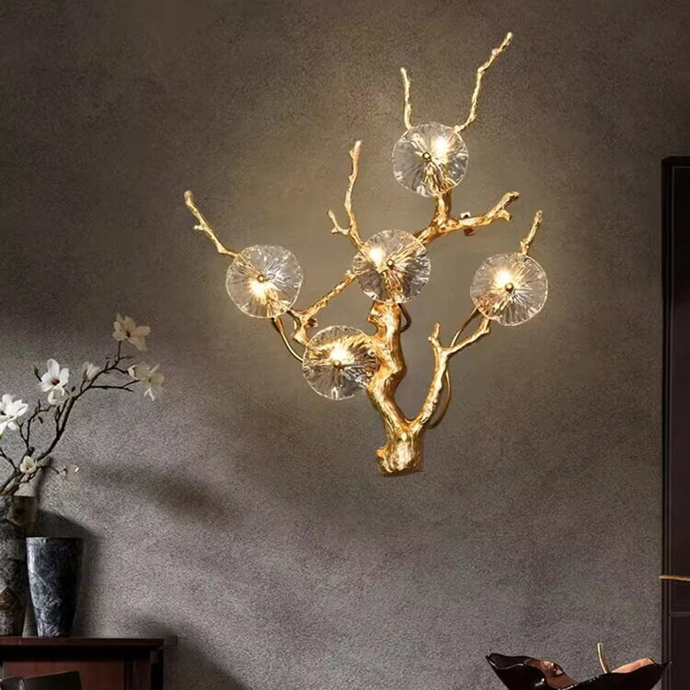 Branch Design Copper Wall Lights For Living Room Black Gold Applique Murale Bedside Lamp