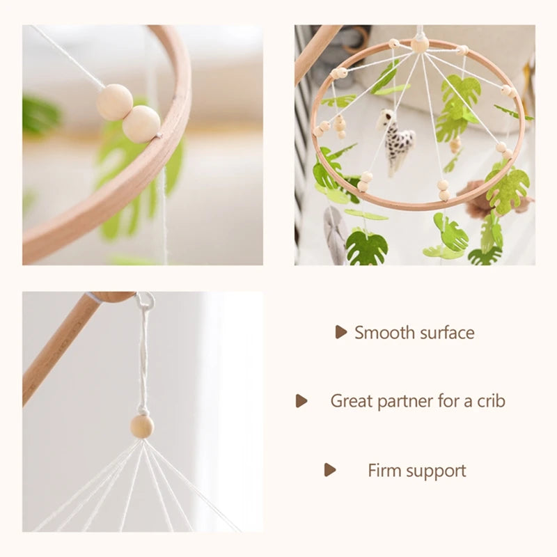 Cartoon Felt Forest Animal Bed Bell Hanging Wooden Bracket Mobile