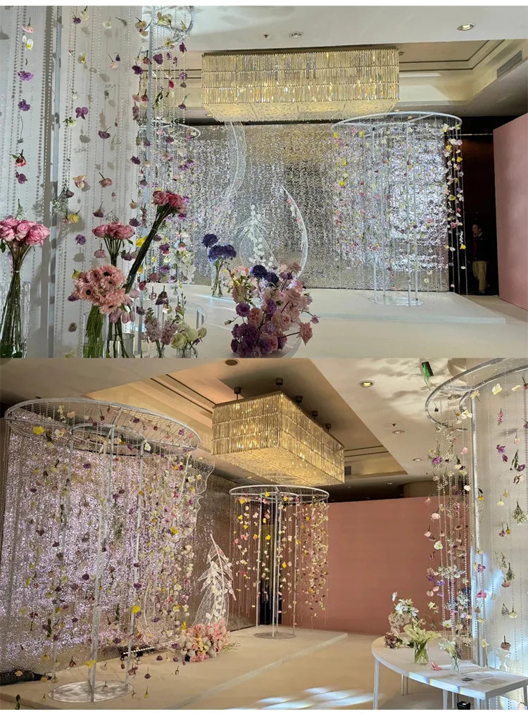 Aqumotic Flower Partition Room Dividers Hanging Curtain Wire DIY Random Plants 50/100pcs Divider for Room Separation