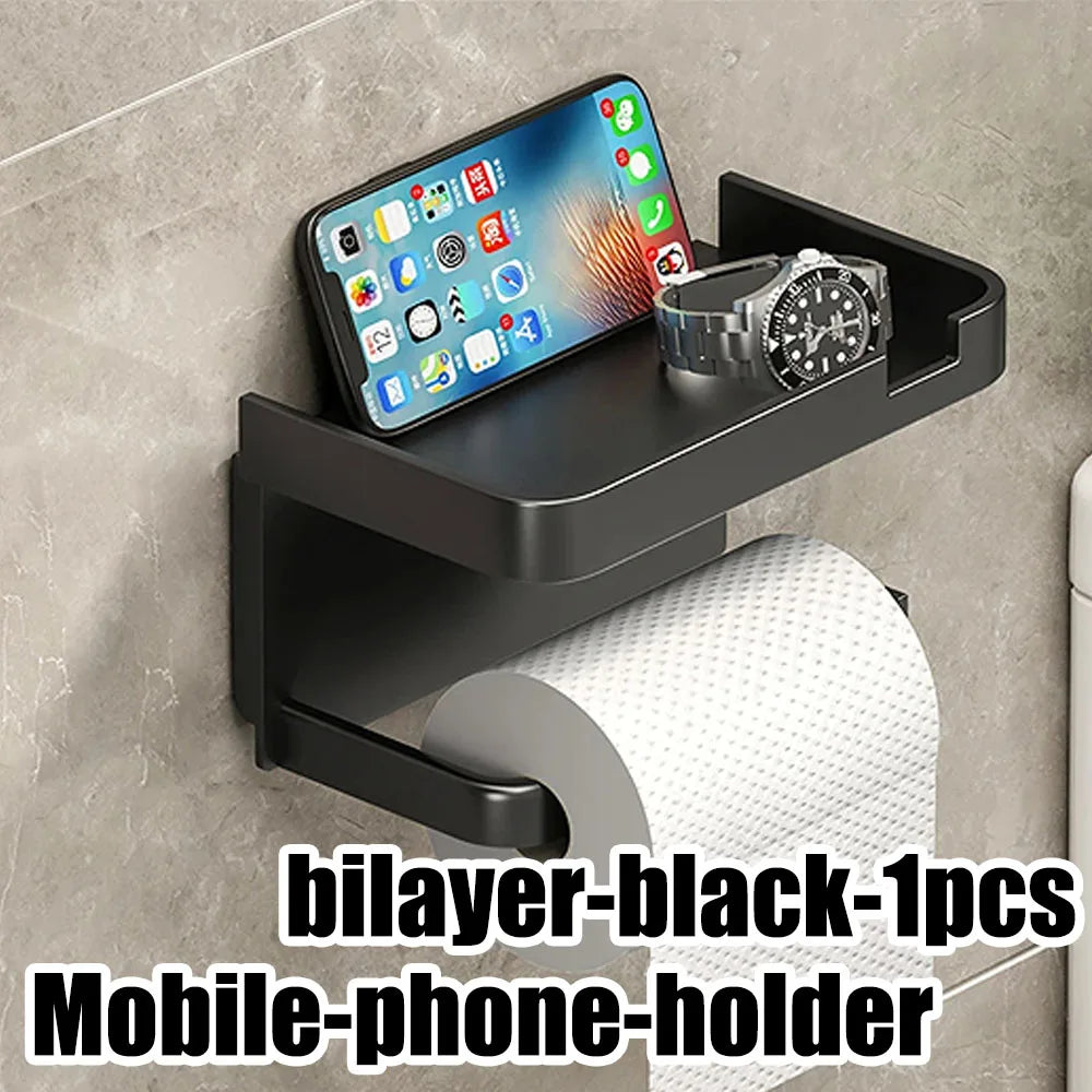 Tissue Hanger Toilet Paper Roll Holder Bathroom Accessories Storage Rack No Punching Paper Ttowel Storage Rrack Wall Mounted