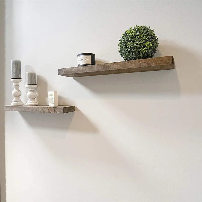 Balcony wall suspended wooden shelving partition Bathroom living room plank wall hanging shelving