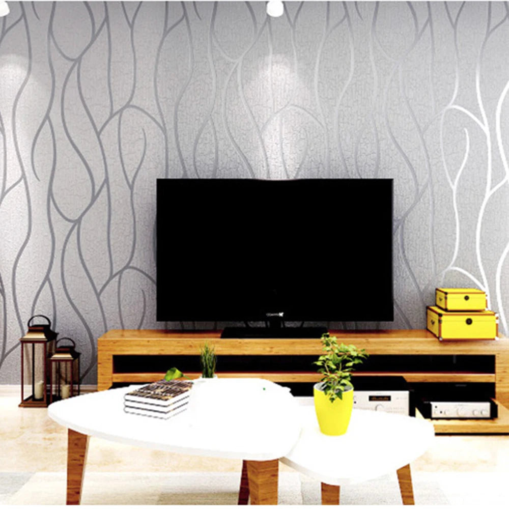 Room Decoration Wall Paper Minimalist Striped Curved Wallpaper European Non-woven Home Decoration Wallpaper