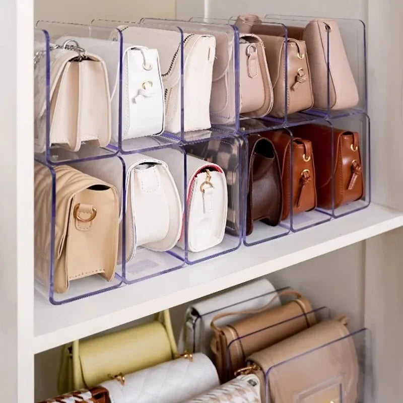 Ladies Handbag Display Racks Wardrobe Divider Luxury Bag Storage Rack Transparent Acrylic Purse Bookshelf Divider Organizer