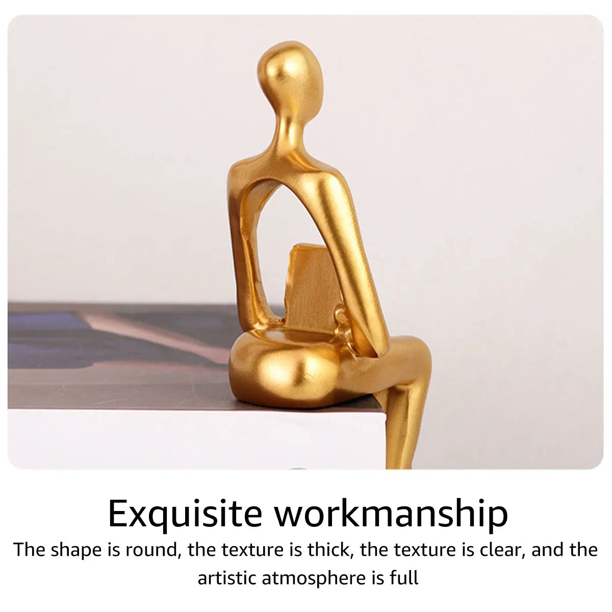 3pcs Abstract Figures Resin Statue Gold Thinker Sculpture