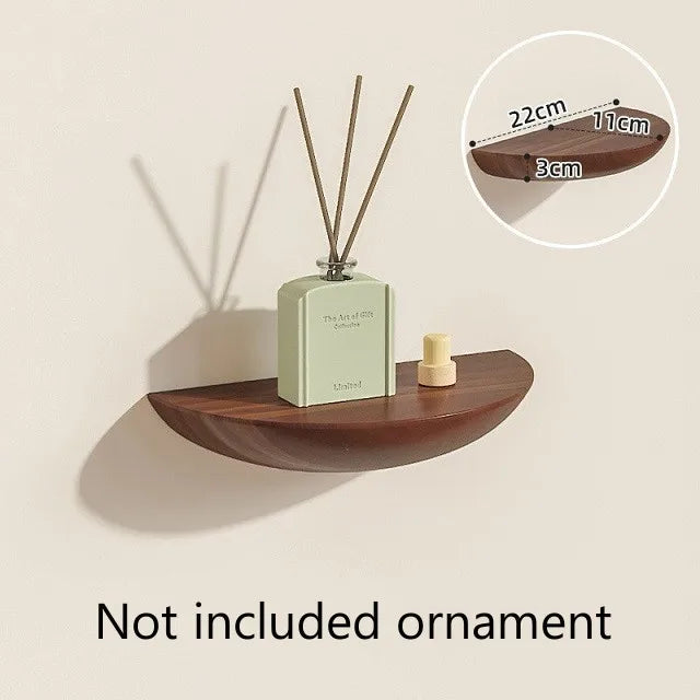Solid Wood Partition Wall Rack Shelf Perforated Semicircular Decor Wall-Mounted Living Room Background Floating Projector Rack
