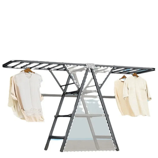 Folding Floor-standing Clothes Drying Rack for Home Bedroom Balcony Hanging Clothes Quilt Hanging Rod Foldable Storage