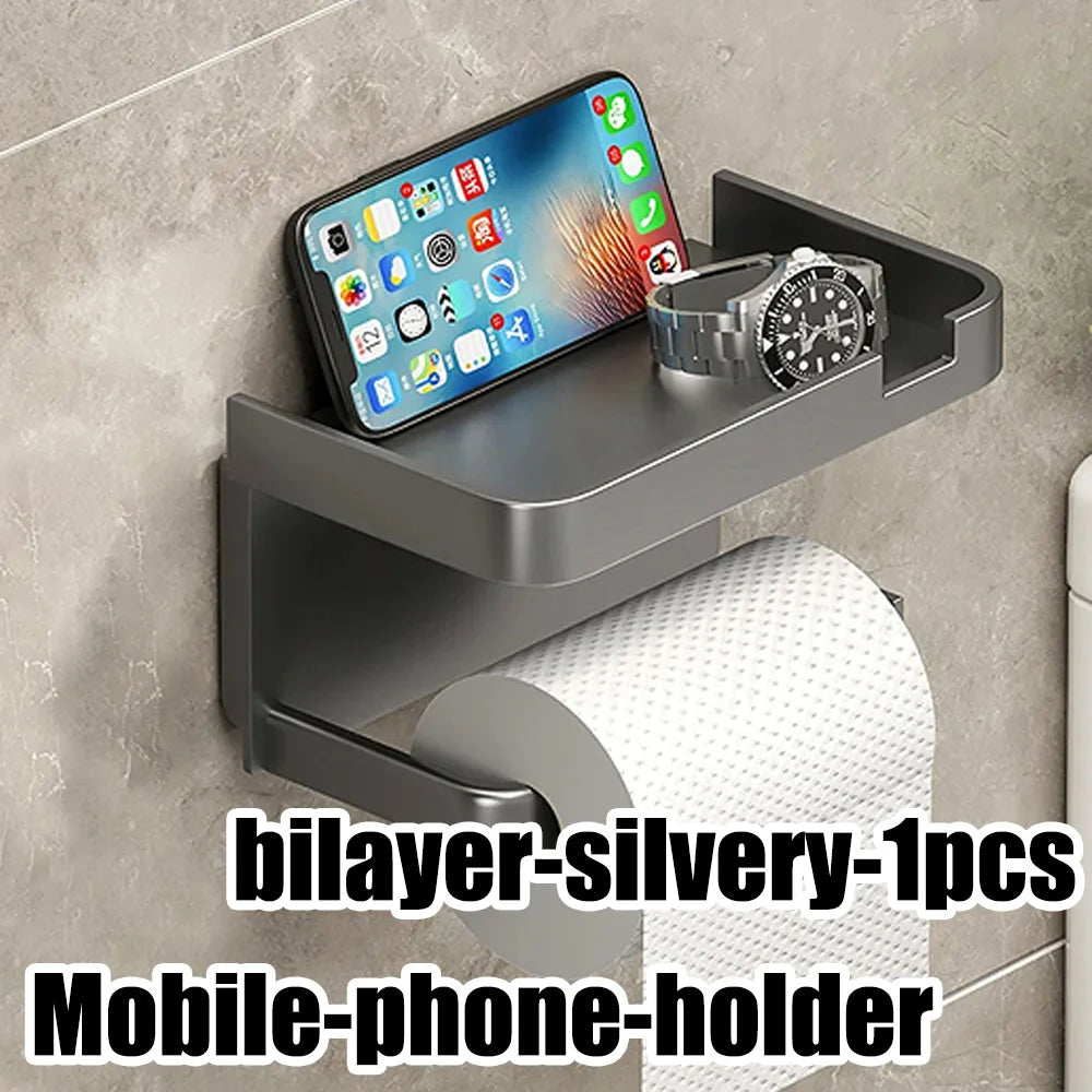 Tissue Hanger Toilet Paper Roll Holder Bathroom Accessories Storage Rack No Punching Paper Ttowel Storage Rrack Wall Mounted