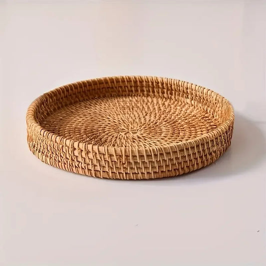 Circular Rattan Tray - natural hand-woven