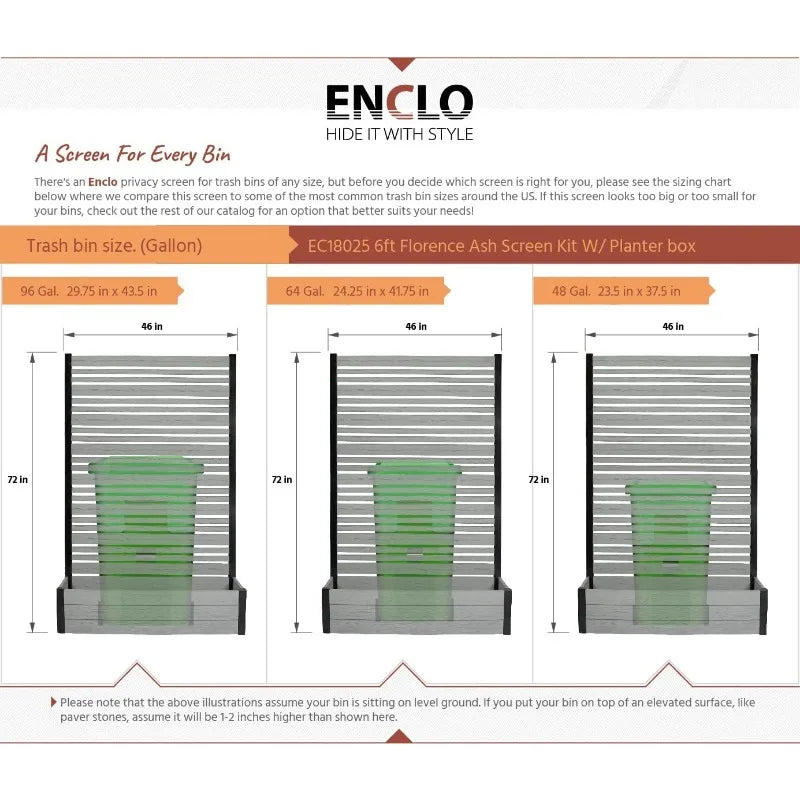 6ft H x 3.8ft W x 1ft L (1 Screen w/Planter) Freestanding Enclo Florence Ash Color Patio Privacy Screen with Planter Box