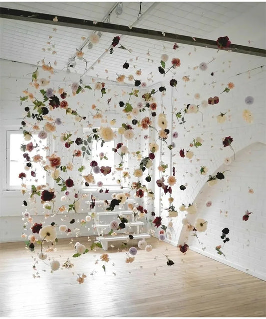 Aqumotic Flower Partition Room Dividers Hanging Curtain Wire DIY Random Plants 50/100pcs Divider for Room Separation