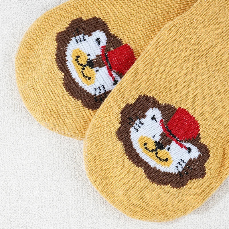 6 pairs of children's non-slip socks with cartoon pattern suitable for 0-5 years old babies