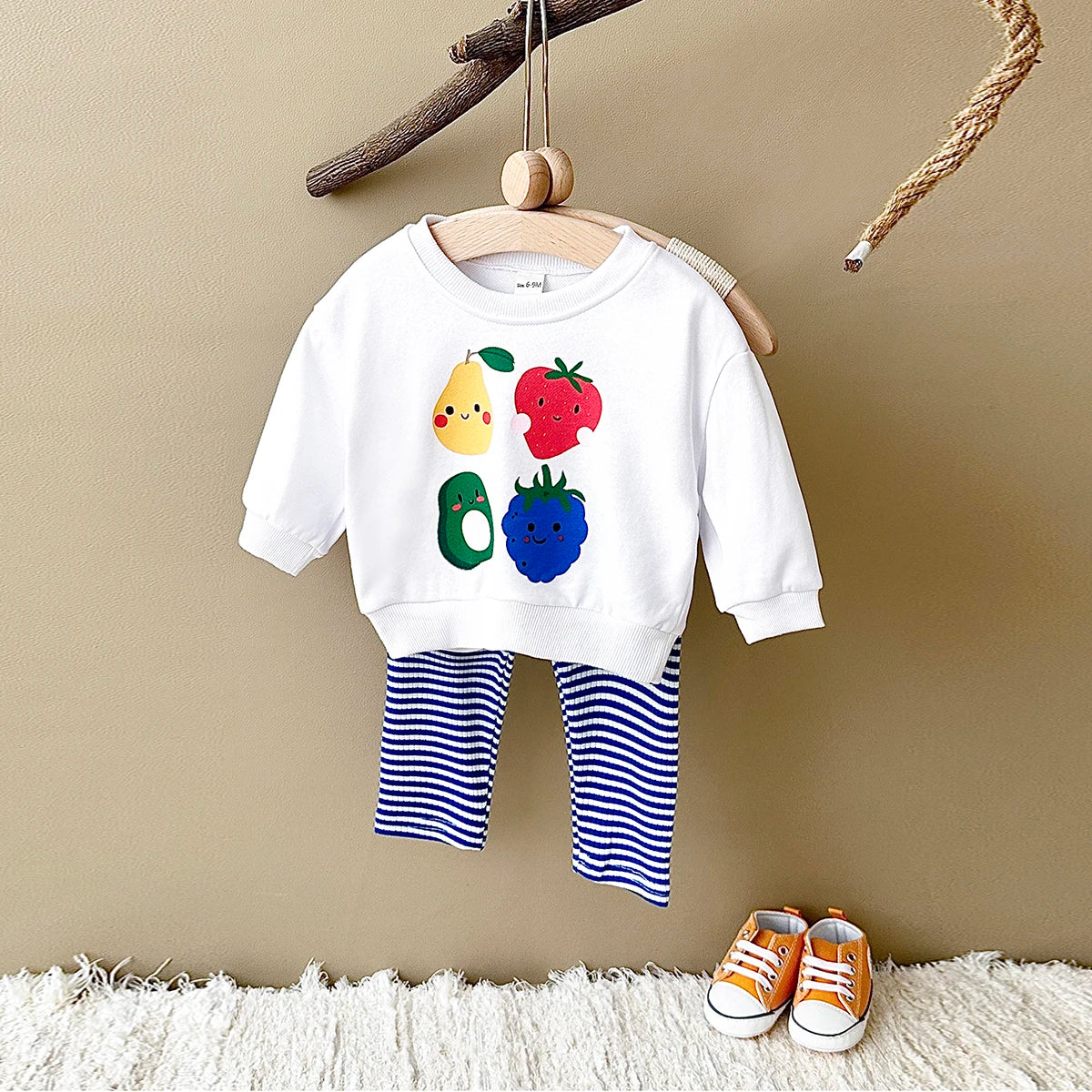 Spring Autumn Fruit Print Long Sleeve Sets