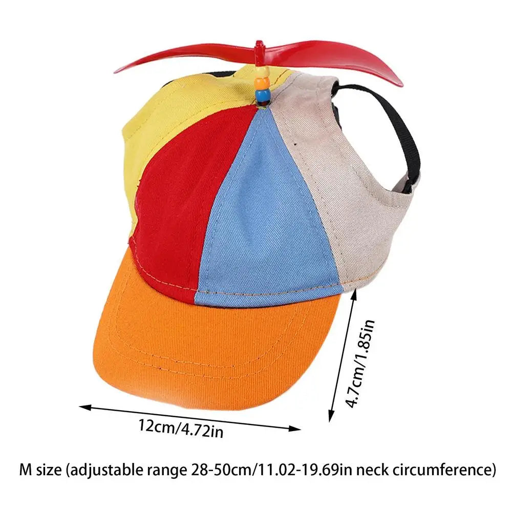Dog Propeller Hat Pet Outdoor Sports Hats With Ear Holes Dog Hat Rainbow Helicopter Top Hat For Small Dogs Puppy Cats Supplies