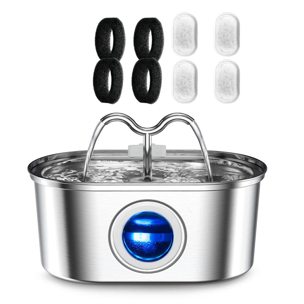 3.2L stainless steel pet water dispenser - a quiet filter pump powered by USB, smart drinking fountain for cats and dogs