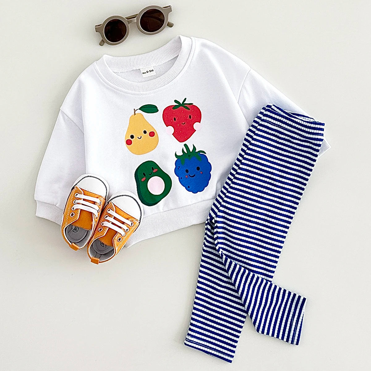 Spring Autumn Fruit Print Long Sleeve Sets